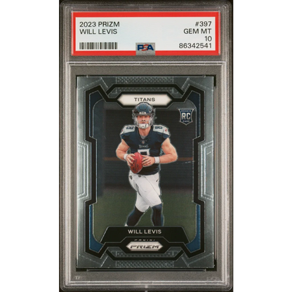 A graded 2023 Prizm Will Levis football rookie card ready to score big