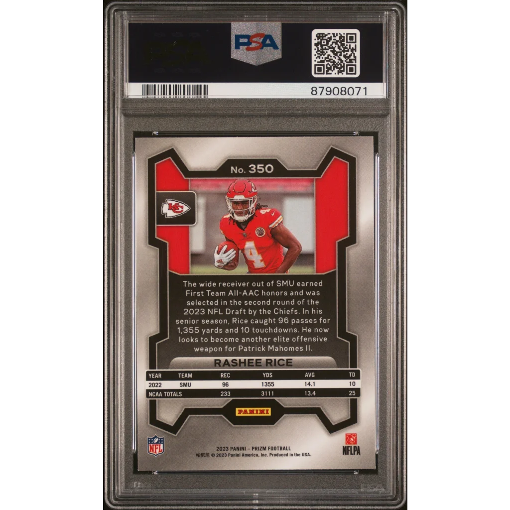 Graded PSA 10 2023 Panini Prizm Rashee Rice Chiefs Rookie RC Card