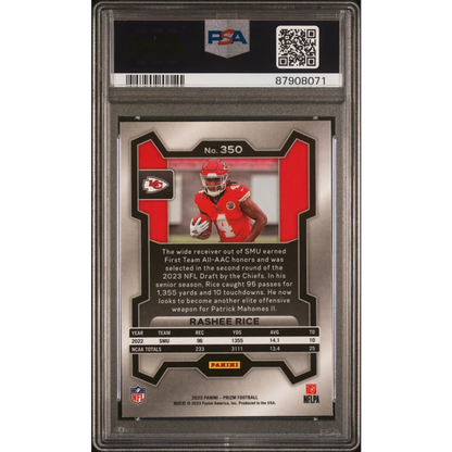 Graded PSA 10 2023 Panini Prizm Rashee Rice Chiefs Rookie RC Card