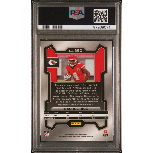 Graded PSA 10 2023 Panini Prizm Rashee Rice Chiefs Rookie RC Card