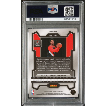 Graded Scoot Henderson Prizm Rookie Basketball Card ready to ship in PSA case