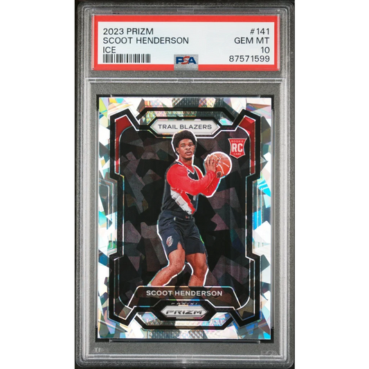 Graded 2023 Panini Prizm Scoot Henderson #141 Ice Rookie RC Basketball Card PSA 10 Gem Mint | Hall of Fame Sports Memorabilia | vintageantiquesgifts.com