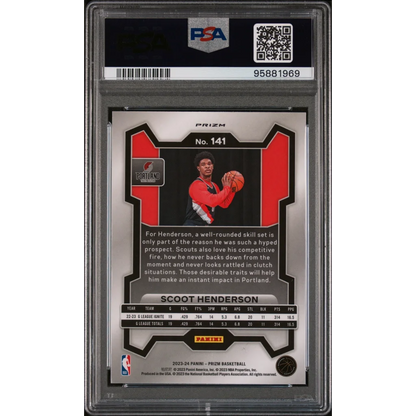 PSA graded 2023-24 Scoot Henderson Pink Ice Rookie Card from Prizm Basketball