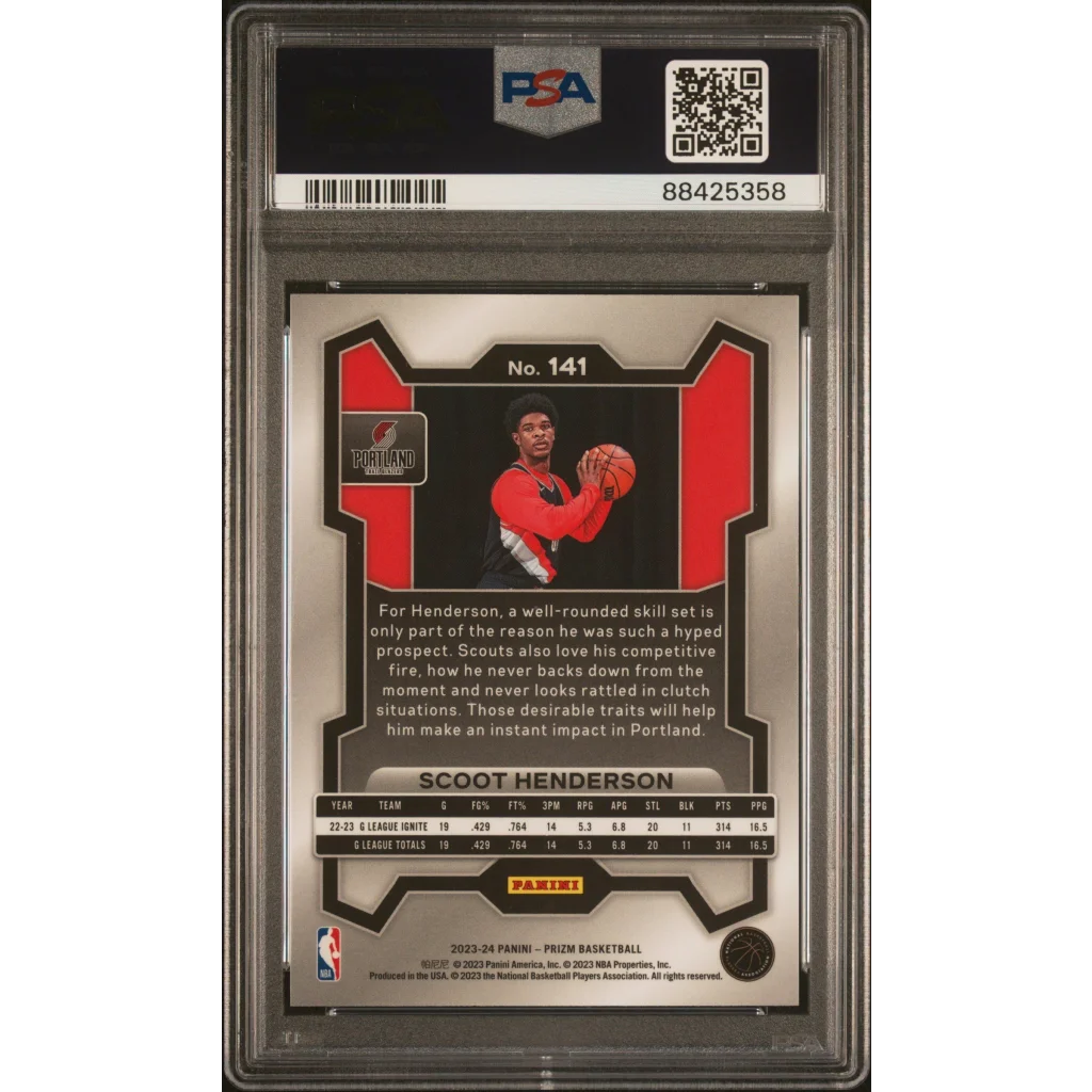 Graded 2023 Panini Prizm Scoot Henderson #141 Rookie RC Basketball Card PSA 10 Gem Mint | PSA 10 Gem Mint Graded Rookie Card | vintageantiquesgifts.com