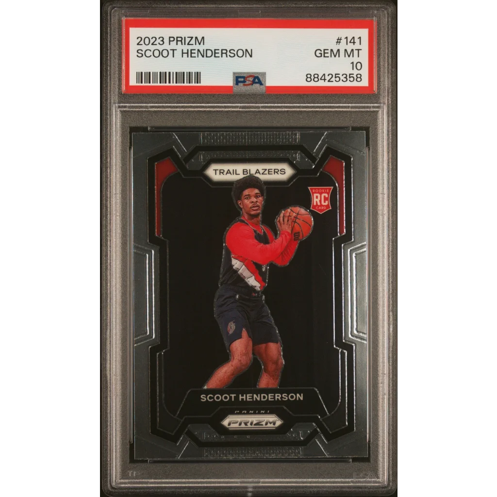 PSA Graded Scoot Henderson 2023 Panini Prizm Rookie Card in Treasure display