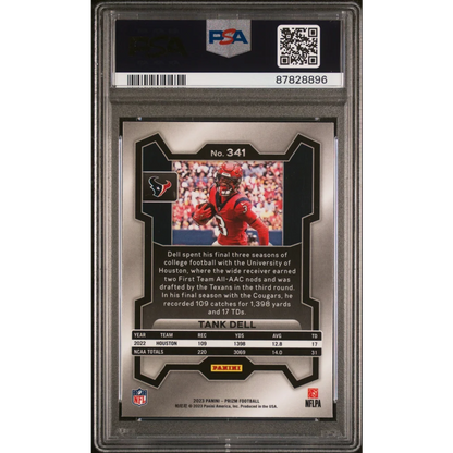 Graded 2023 Panini Prizm Tank Dell #341 Rookie RC Football Card PSA 10 Gem Mint | PSA 10 Gem Mint Graded Rookie Card | vintageantiquesgifts.com