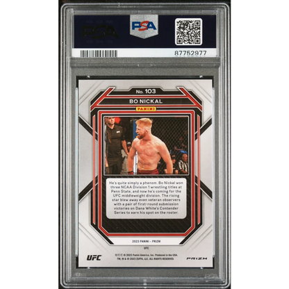 Graded PSA 10 2023 Panini Prizm UFC Bo Nickal Ice Rookie Card #103