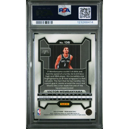 Graded 2023 Panini Prizm Victor Wembanyama #136 Rookie RC Basketball Card PSA 10 Gem Mint | PSA 10 Gem Mint Graded Rookie Card | vintageantiquesgifts.com
