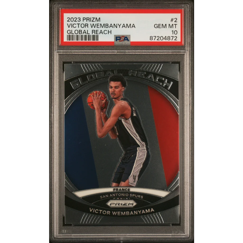 Graded 2023 Panini Prizm Victor Wembanyama #2 Global Reach RC PSA 10 Gem Mint