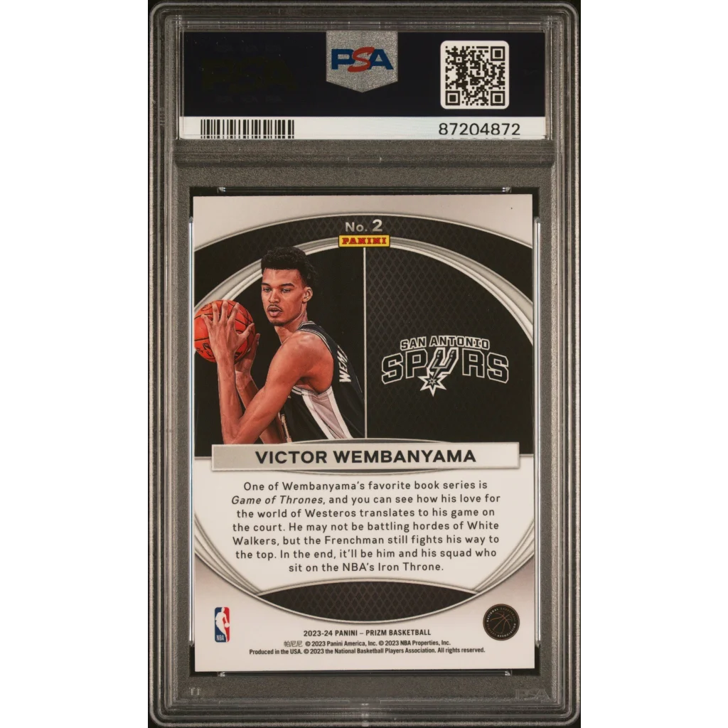 Graded 2023 Panini Prizm Victor Wembanyama #2 Rookie RC PSA 10 Gem Mint Card