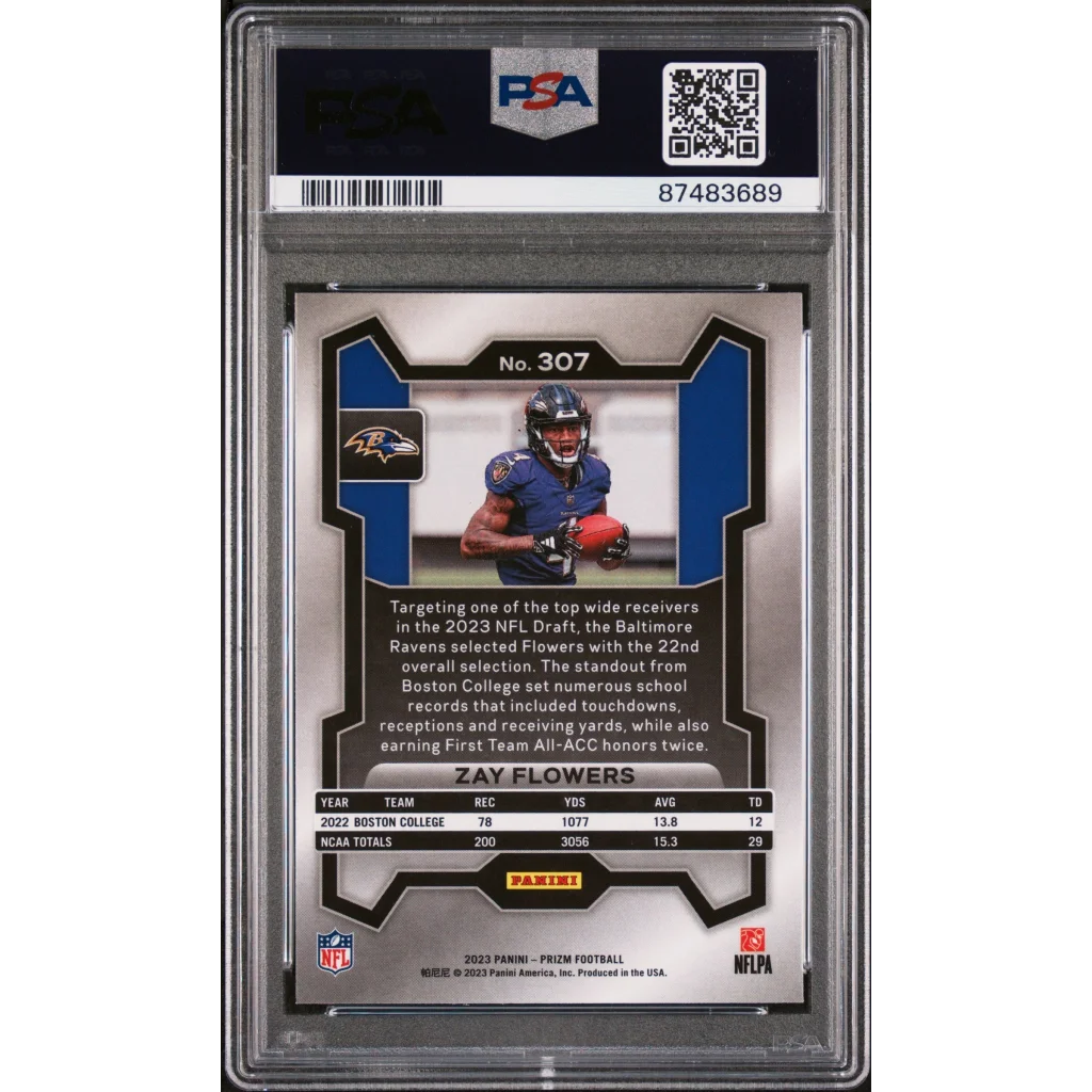 Graded PSA Zay Flowers 2023 Panini Prizm rookie football card