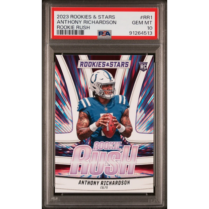 Graded 2023 Panini Rookies & Stars Anthony Richardson #RR1 Rookie Rush Rookie RC Football Card PSA 10 Gem Mint | Hall of Fame Sports Memorabilia | vintageantiquesgifts.com