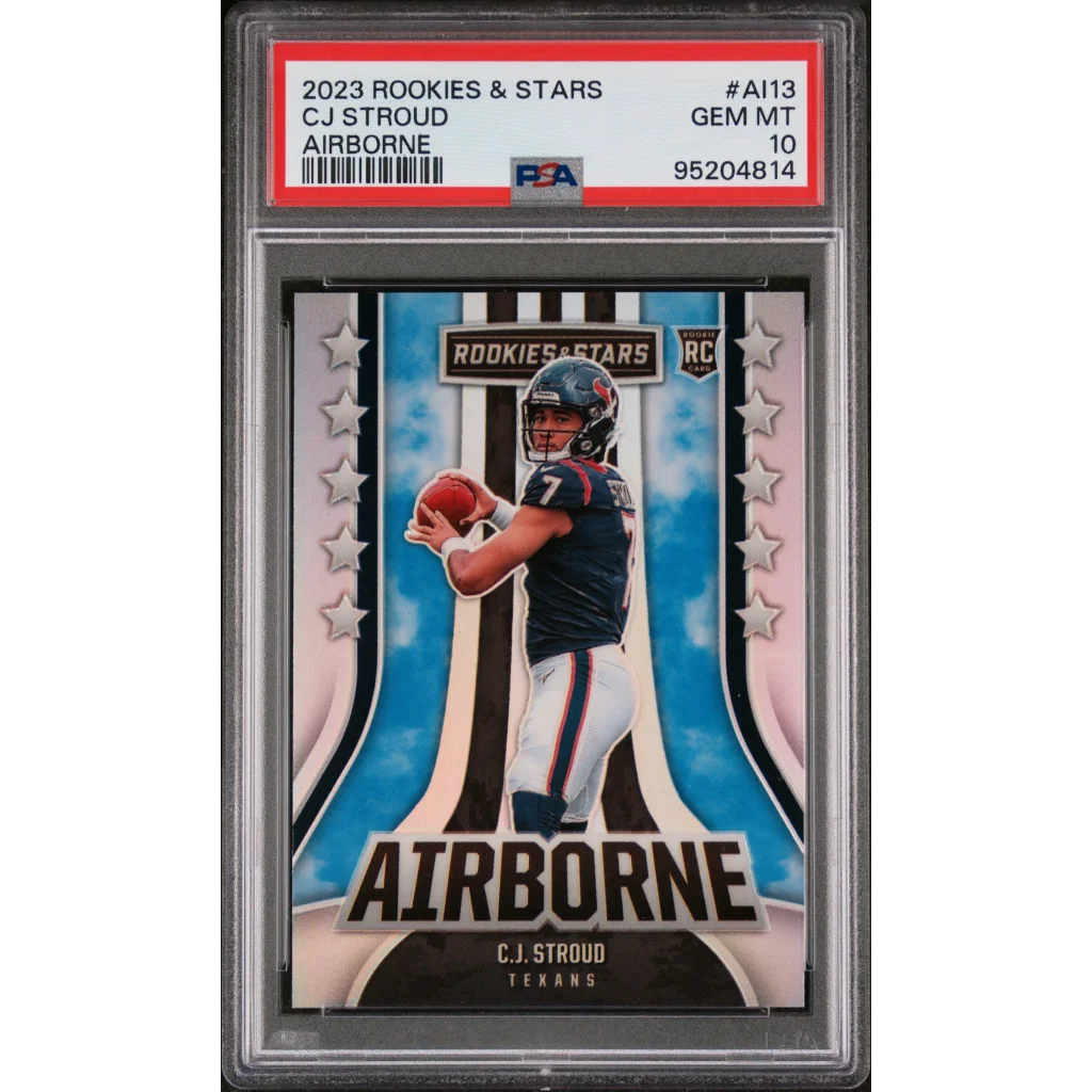 Graded 2023 Panini Rookies & Stars CJ Stroud #AI13 Airborne Rookie RC Football Card PSA 10 Gem Mint | Hall of Fame Sports Memorabilia | vintageantiquesgifts.com