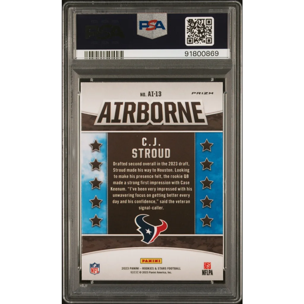 Graded PSA 10 2023 Panini Rookies & Stars CJ Stroud Airborne Silver RC Card