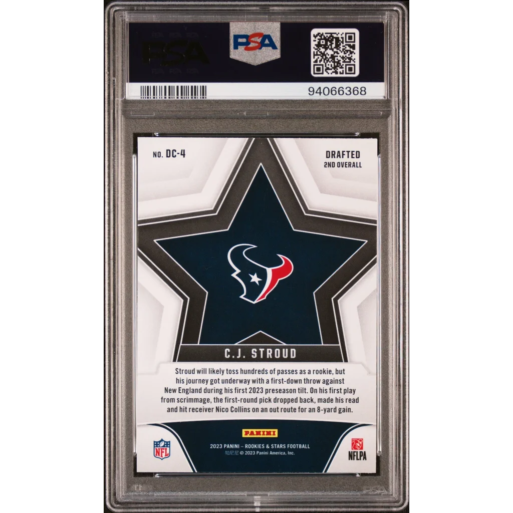 Graded 2023 Panini Rookies & Stars CJ Stroud #DC4 Draft Class Rookie RC Football Card PSA 10 Gem Mint | PSA 10 Gem Mint Graded Rookie Card | vintageantiquesgifts.com