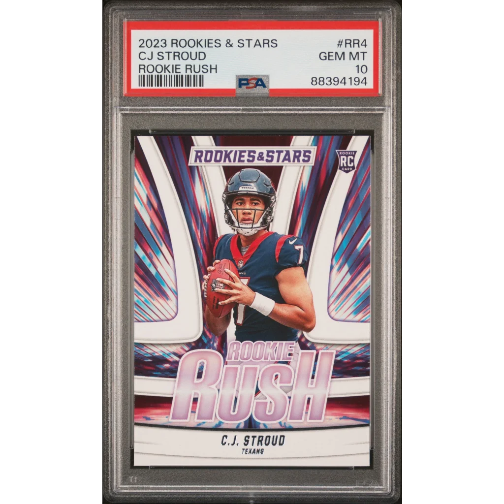 Graded 2023 Panini Rookies & Stars CJ Stroud #RR4 Rookie Rush Rookie RC Football Card PSA 10 Gem Mint | Hall of Fame Sports Memorabilia | vintageantiquesgifts.com