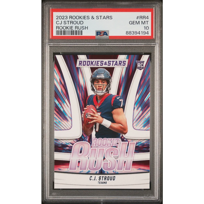 Graded 2023 Panini Rookies & Stars CJ Stroud #RR4 Rookie Rush Rookie RC Football Card PSA 10 Gem Mint | Hall of Fame Sports Memorabilia | vintageantiquesgifts.com
