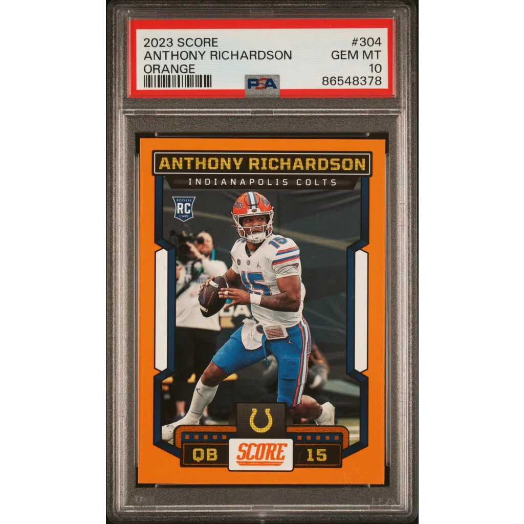 Graded 2023 Panini Score Anthony Richardson orange rookie PSA 10 card