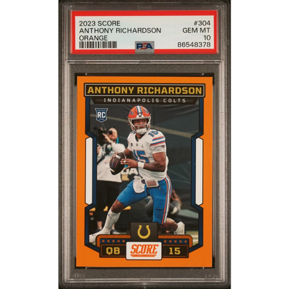 Graded 2023 Panini Score Anthony Richardson orange rookie PSA 10 card