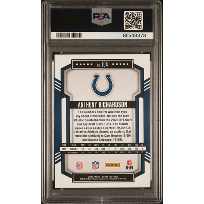 Graded 2023 Panini Score Anthony Richardson #304 Orange Rookie RC PSA 10