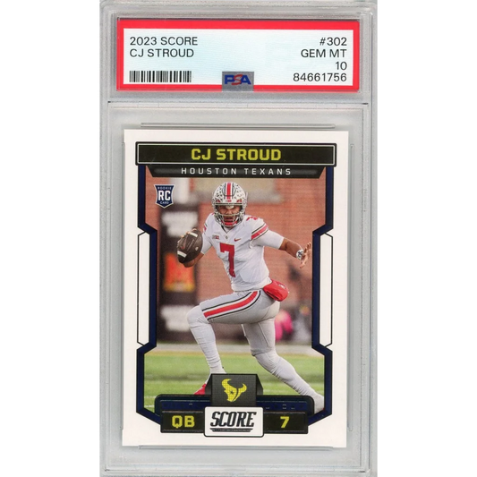 Graded 2023 Panini Score CJ Stroud #302 Rookie RC Football Card PSA 10 Gem Mint | Hall of Fame Sports Memorabilia | vintageantiquesgifts.com