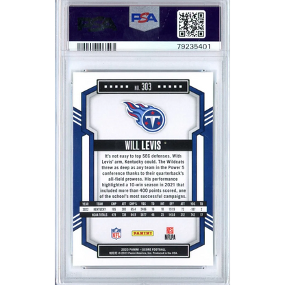 Graded Will Levis Tennessee Titans football card by Professional Sports Authenticators