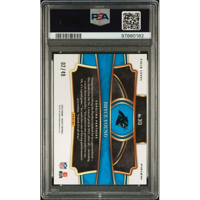 Graded 2023 Panini Select Bryce Young #313 /49 Blue Prizm Rookie RC Football Card PSA 10 Gem Mint | PSA 10 Gem Mint Graded Rookie Card | vintageantiquesgifts.com