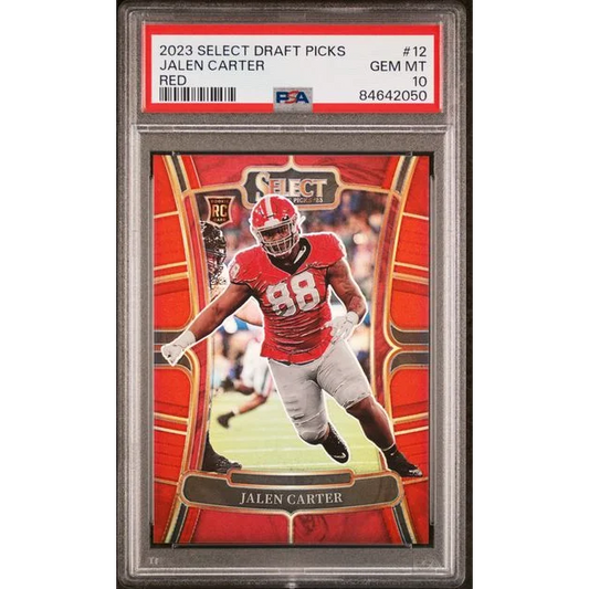 Graded 2023 Panini Select DP Jalen Carter #12 Red Rookie RC Football Card PSA 10 Gem Mint | Hall of Fame Sports Memorabilia | vintageantiquesgifts.com