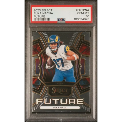 Graded 2023 Panini Select Puka Nacua #FUTPNA Future Rookie RC Football Card PSA 10 Gem Mint | Hall of Fame Sports Memorabilia | vintageantiquesgifts.com