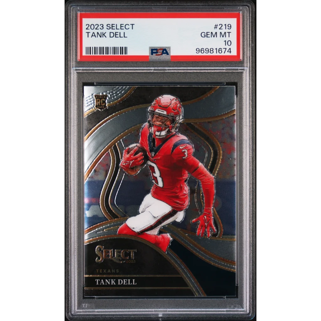Graded 2023 Panini Select Tank Dell #219 Rookie RC Football Card PSA 10 Gem Mint | Hall of Fame Sports Memorabilia | vintageantiquesgifts.com