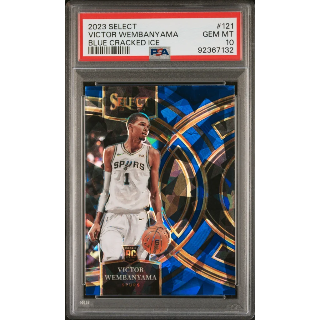Graded 2023 Panini Select Victor Wembanyama Blue Cracked Ice PSA 10