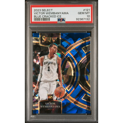 Graded 2023 Panini Select Victor Wembanyama Blue Cracked Ice PSA 10