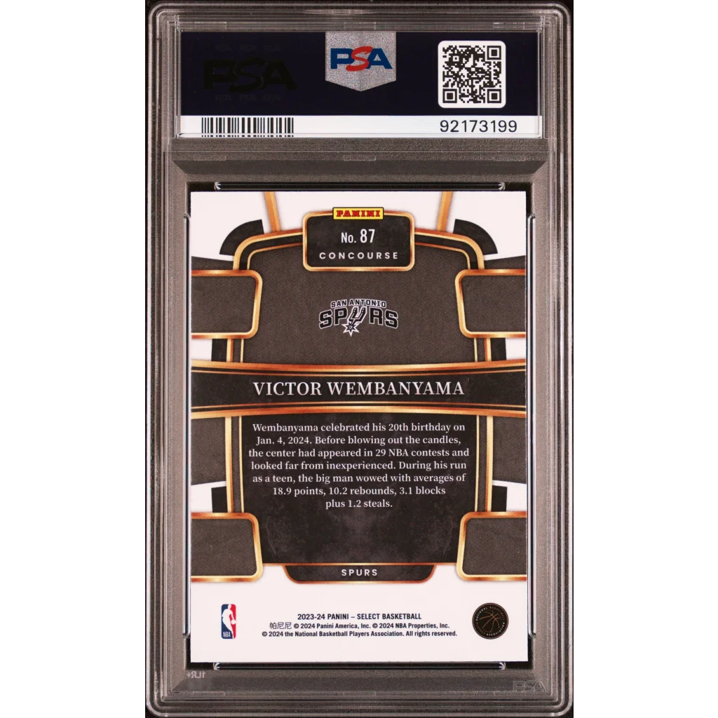 Graded 2023 Panini Select Victor Wembanyama #87 Blue Rookie PSA 10 Gem Mint Card