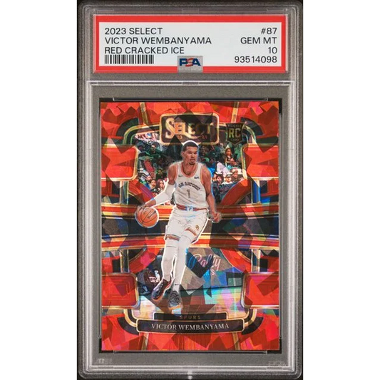 Victor Wembanyama 2023 Prizm Red Cracked Ice PSA Graded Card