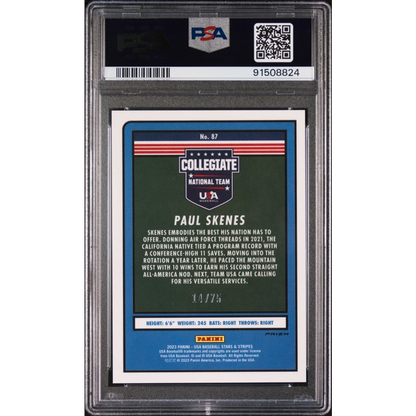 PSA 10 Graded 2023 Panini Paul Skenes #87 Blue /75 Rookie Card