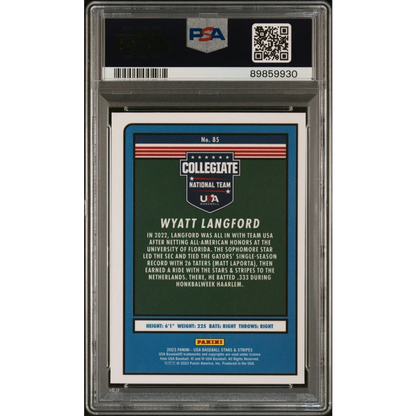 PSA 8 graded 2023 Panini Stars & Stripes Wyatt Langford rookie RC baseball card
