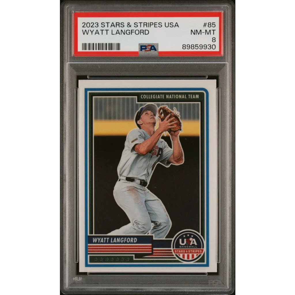 Graded PSA 8 2023 Panini Stars & Stripes Wyatt Langford Rookie Card