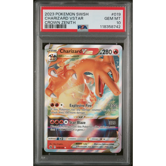 Graded 2023 PKM Crown Zenith #019 Charizard Vstar PSA 10 Gem Mint | Hall of Fame Sports Memorabilia | vintageantiquesgifts.com