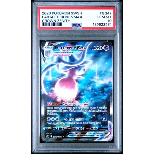2023 Pokémon TCG Hatterene VMax PSA 10 Gem Mint Graded Slab Crown Zenith GG47