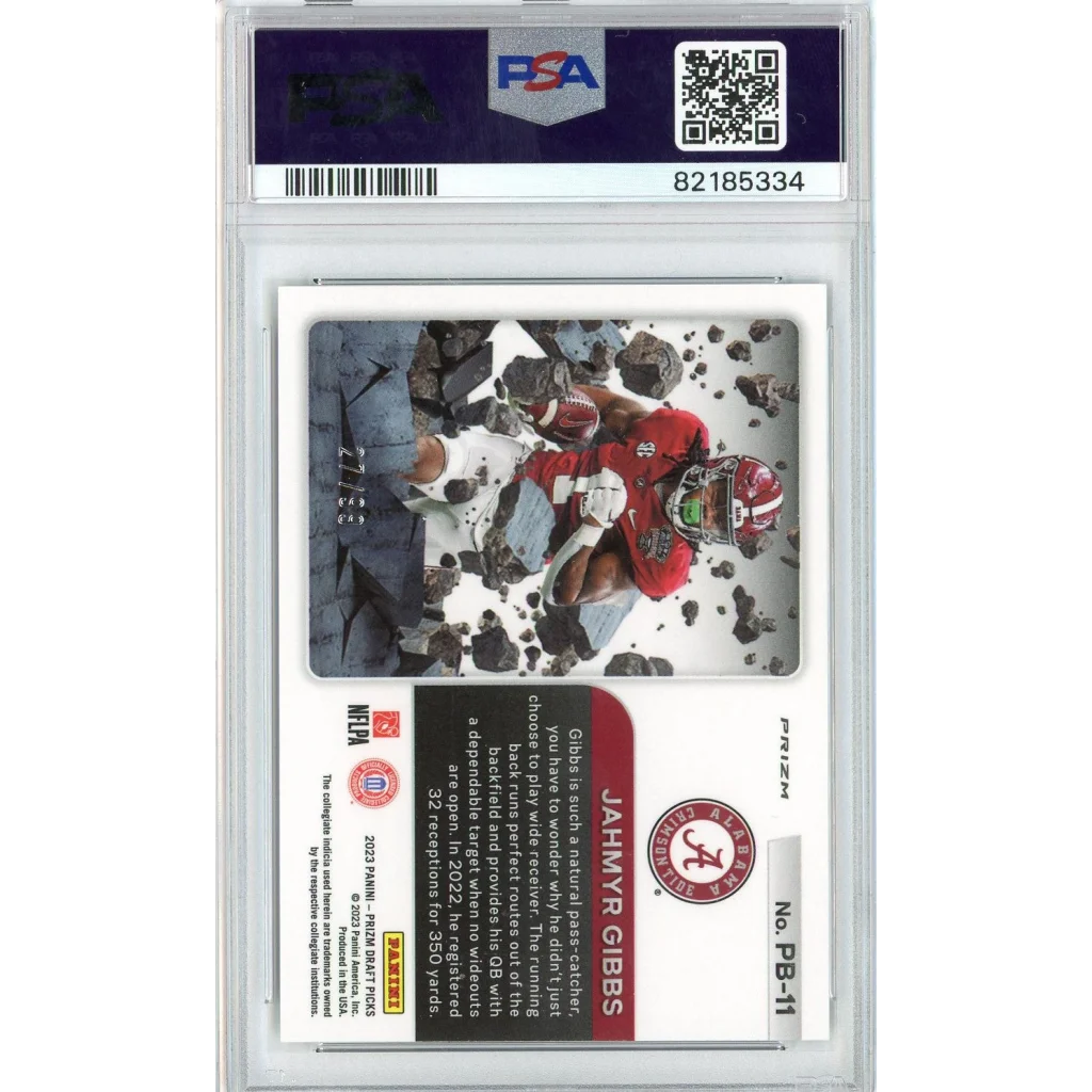 Graded PSA 10 Jahmyr Gibbs 2023 Prizm Blue Ice Rookie Card football card