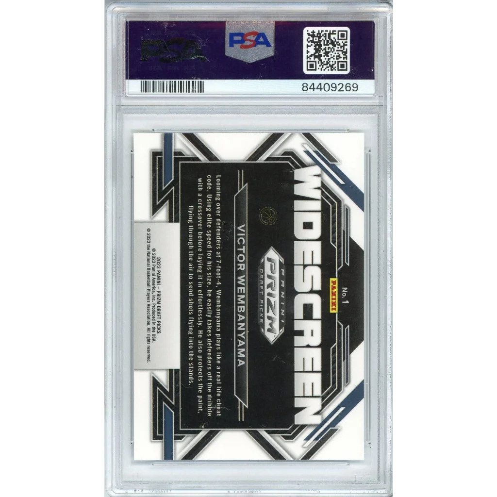 PSA graded Victor Wembanyama Prizm Widescreen Rookie Card basketball collectible
