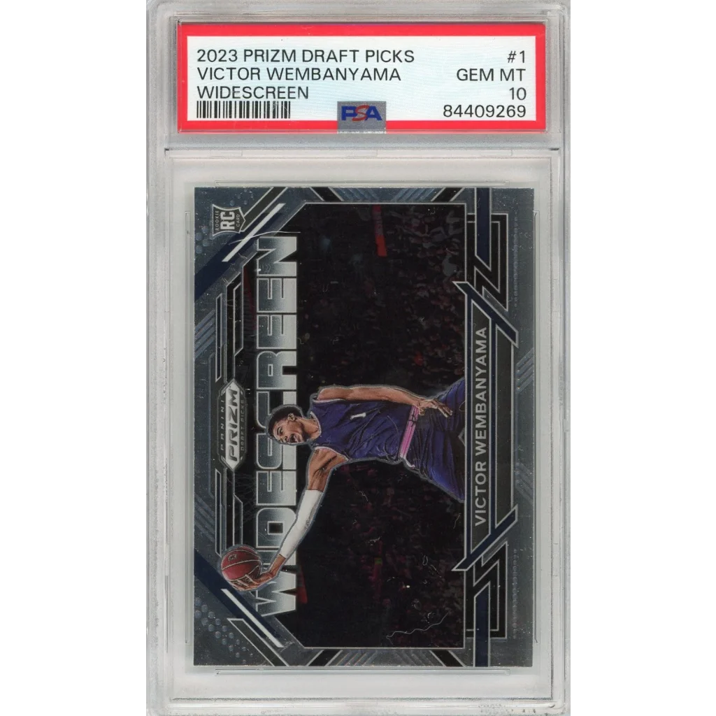 A graded Victor Wembanyama Prizm Widescreen Rookie Card for collectors