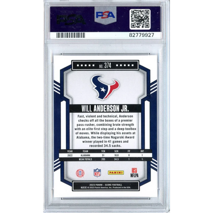 PSA graded Will Anderson Jr rookie football card ready to score big on display