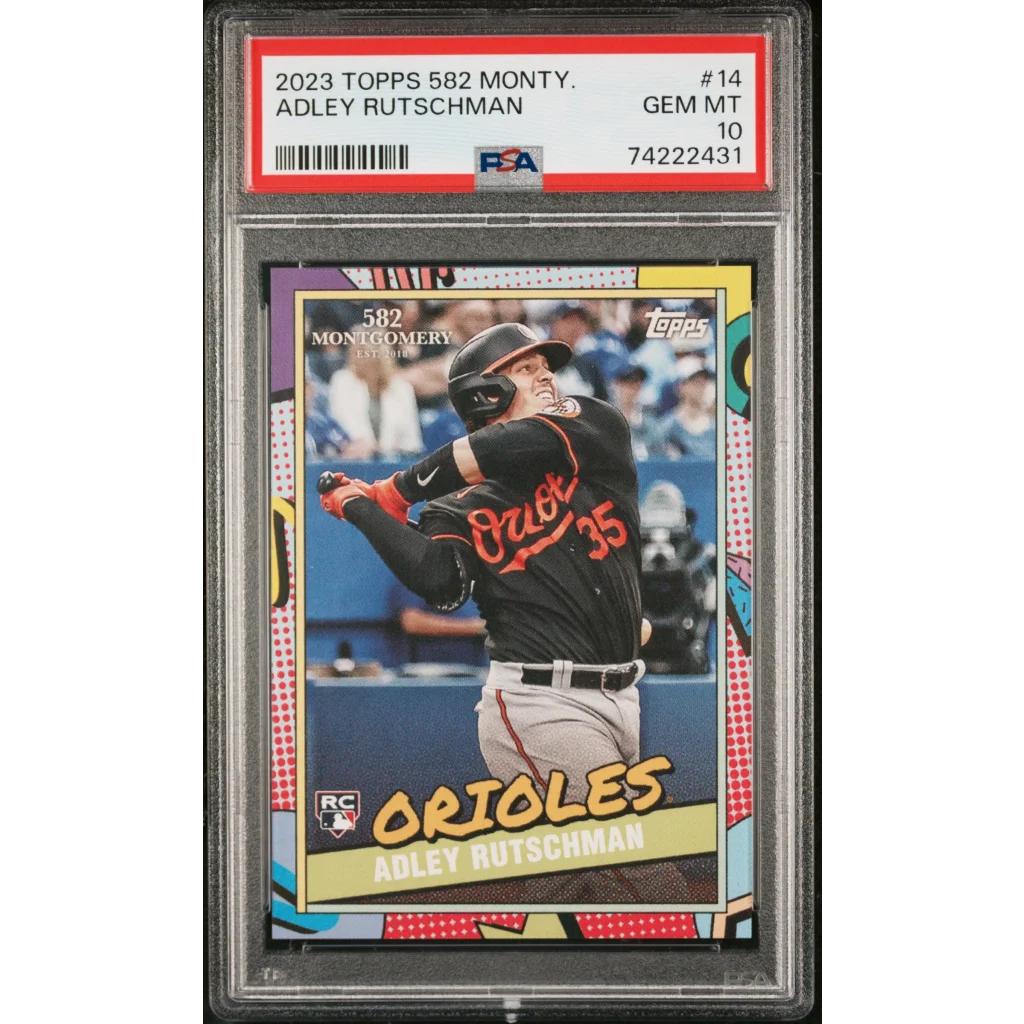 Graded PSA 10 gem mint 2023 Topps 582 Adley Rutschman rookie card in pop-art design