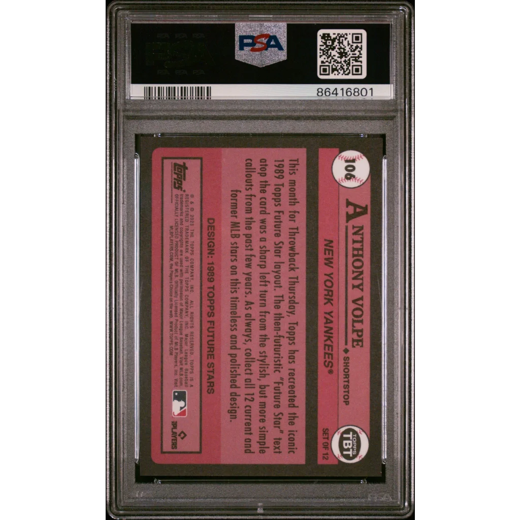 Graded 2023 Topps Anthony Volpe #106 Throwback Thursday Rookie RC Baseball Card PSA 10 Gem Mint | PSA 10 Gem Mint Graded Rookie Card | vintageantiquesgifts.com