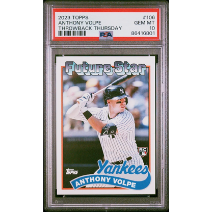 Graded 2023 Topps Anthony Volpe #106 Throwback Thursday Rookie RC Baseball Card PSA 10 Gem Mint | Hall of Fame Sports Memorabilia | vintageantiquesgifts.com