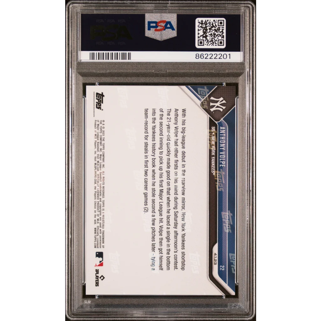 Graded 2023 Topps Now Anthony Volpe #22 Rookie RC Baseball Card PSA 10 Gem Mint | PSA 10 Gem Mint Graded Rookie Card | vintageantiquesgifts.com