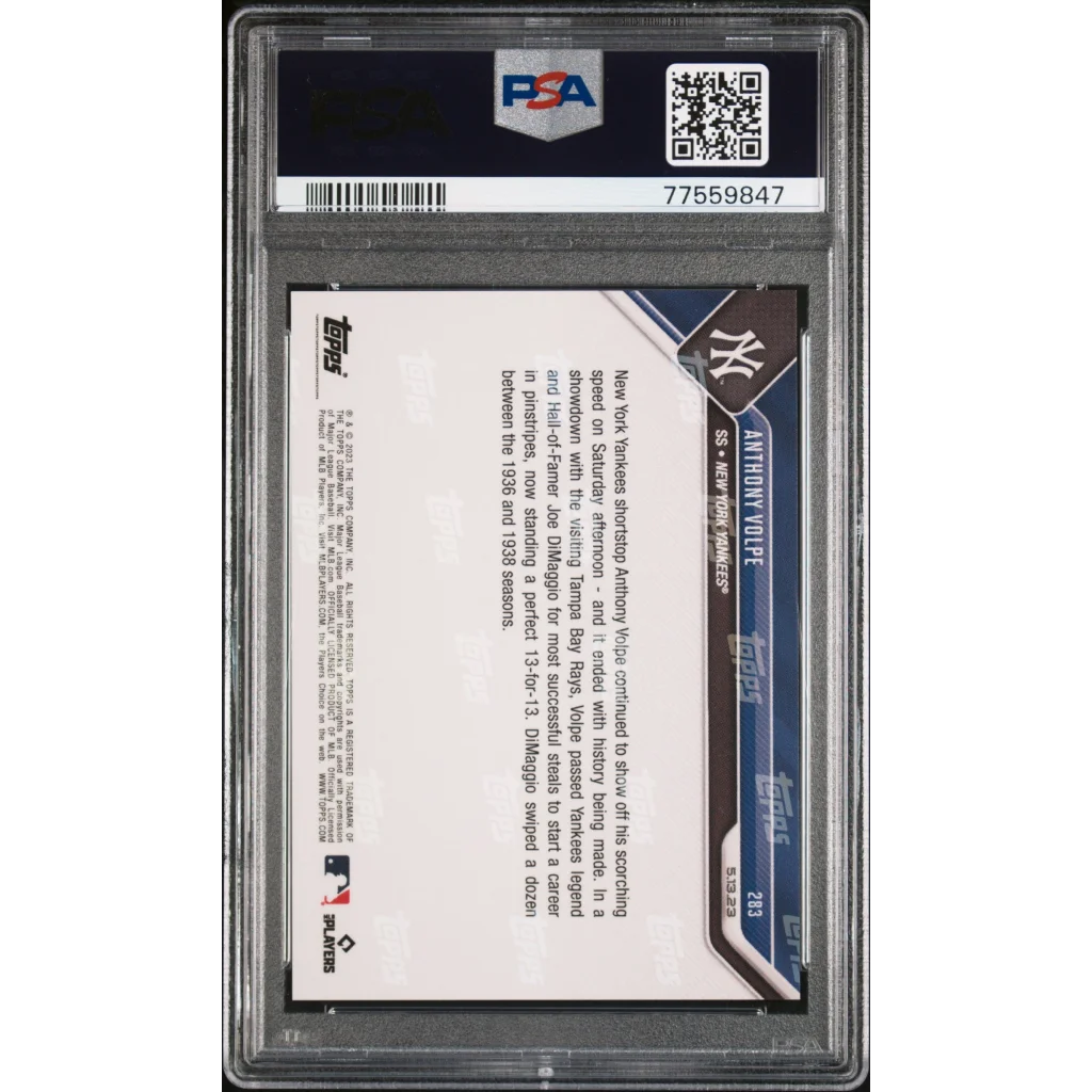 Graded 2023 Topps Now Anthony Volpe #283 Rookie RC Baseball Card PSA 10 Gem Mint | PSA 10 Gem Mint Graded Rookie Card | vintageantiquesgifts.com