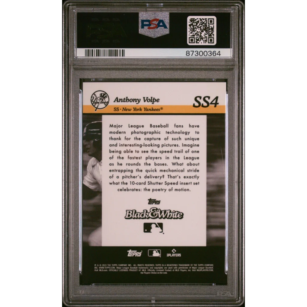 Graded 2023 Topps Black & White Anthony Volpe #SS4 Shutter Speed Rookie RC Baseball Card PSA 10 Gem Mint | PSA 10 Gem Mint Graded Rookie Card | vintageantiquesgifts.com