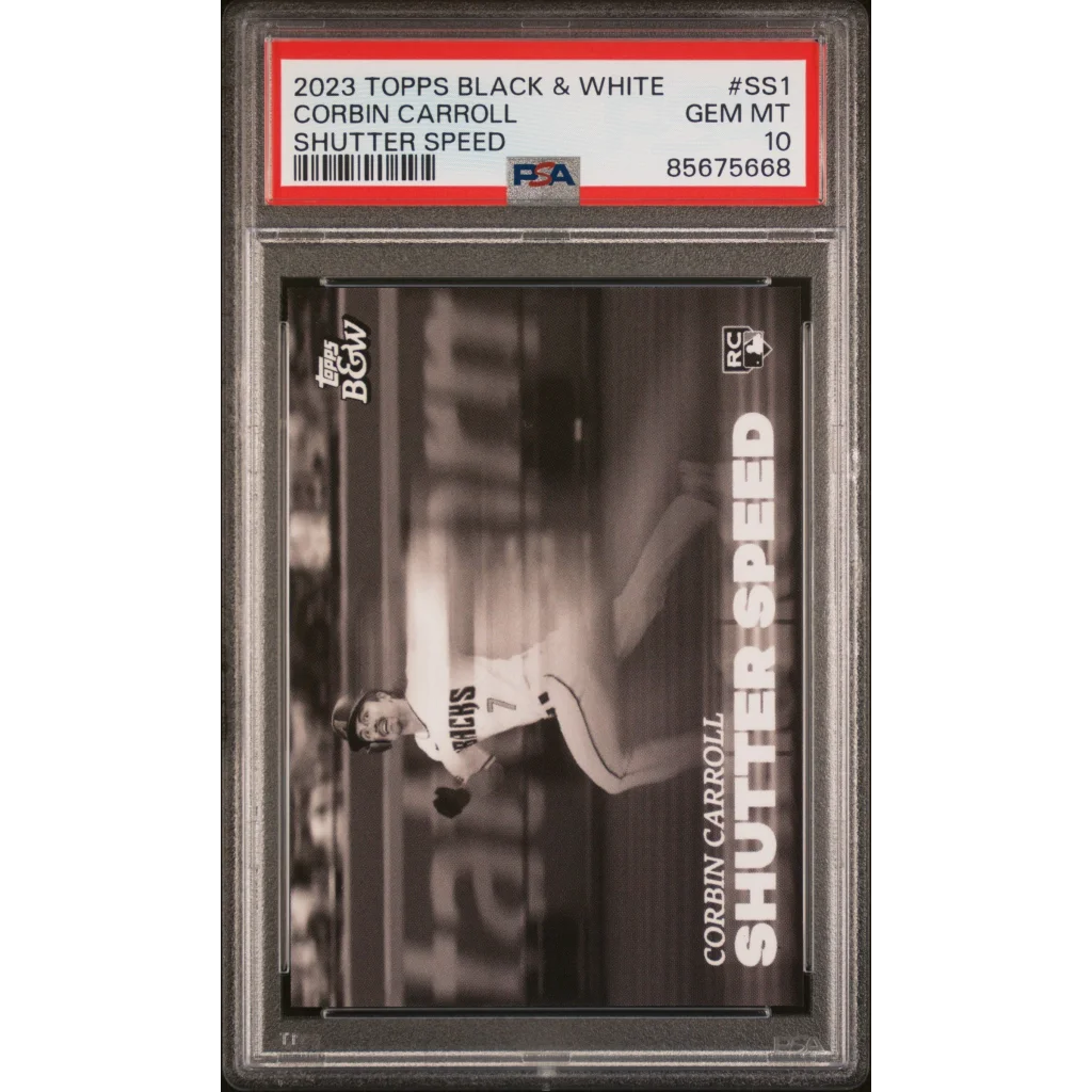 Corbin Carroll Shutter Speed Parallel Baseball Card 2023 Topps Black & White Gem Mint